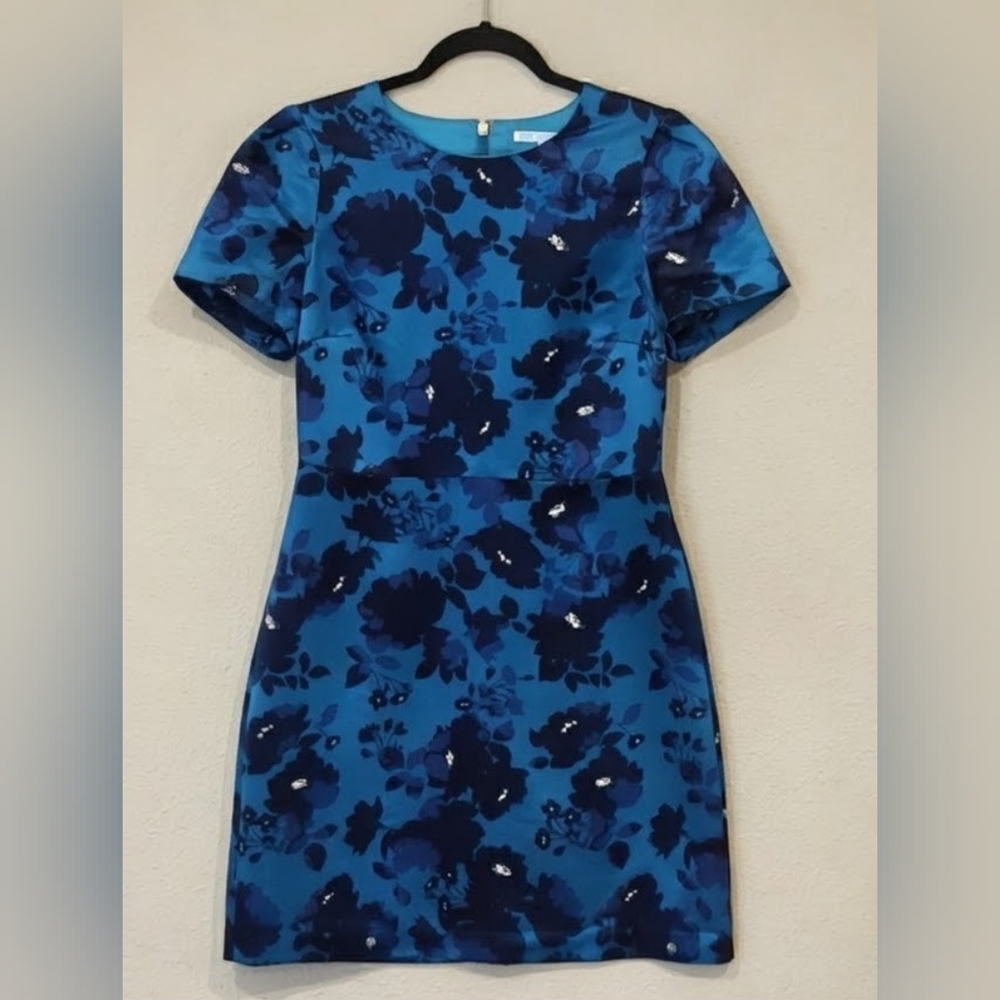 Draper James Blue Satin Floral Mini Dress Size 6